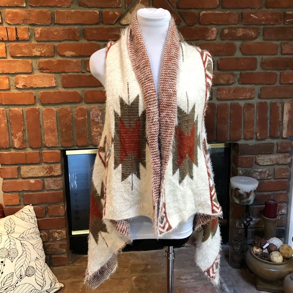 Italy Design High Low Aztec Native Vest Jacket M - Picture 11 of 12